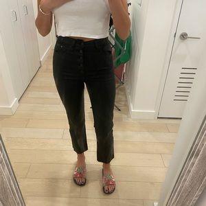 Abercrombie the ankle high rise leather jeans